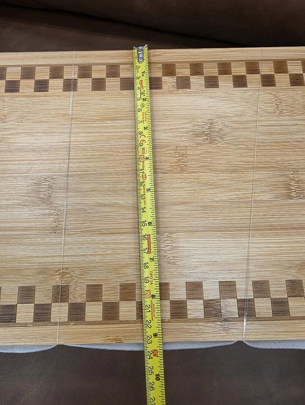 Bamboo Topped Ceramic Serving Or Backing Dish - Cream Check